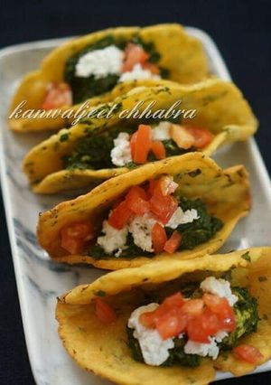 A picture of Makke ki roti sarso ka saag tacos.