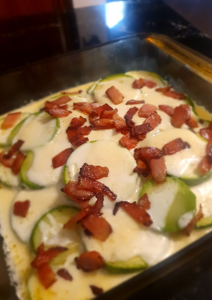 Una foto de Calabacitas keto con tocino preparadas en microondas
