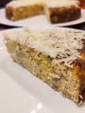 Pastel de patata queso y melva al mojo picón