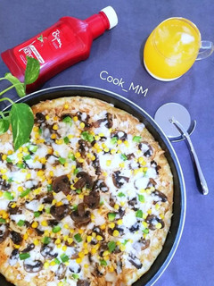 عکسی از دستور پیتزا مرغ و قارچ