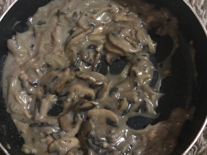 Cara Gampang Membuat Black Pepper Mushroom Sauce (fiber creme), Enak Banget