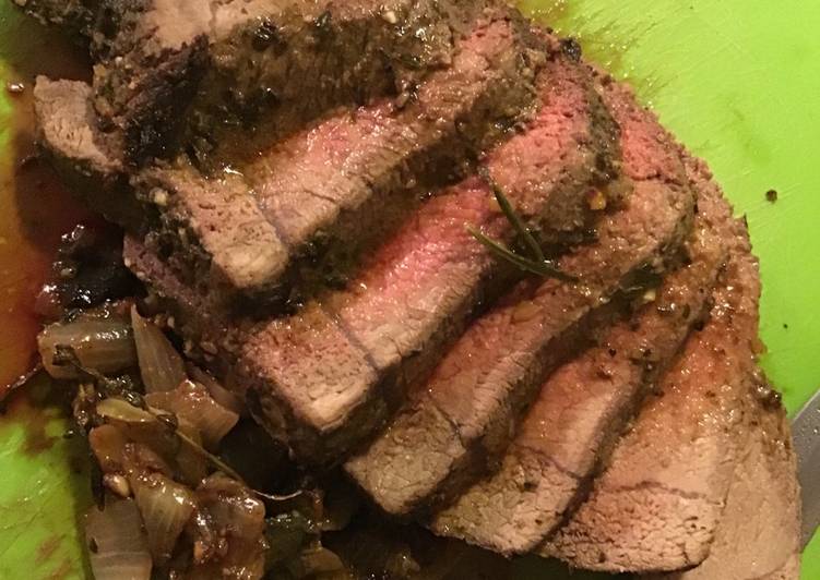 Steps to Make Speedy Garlic and Herb butter crusted Tri Tip Roast