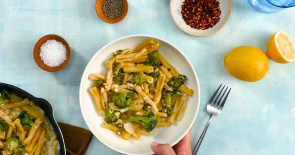 Pasta with Charred Broccoli, Feta, and Lemon Recipe by Emma Kurita