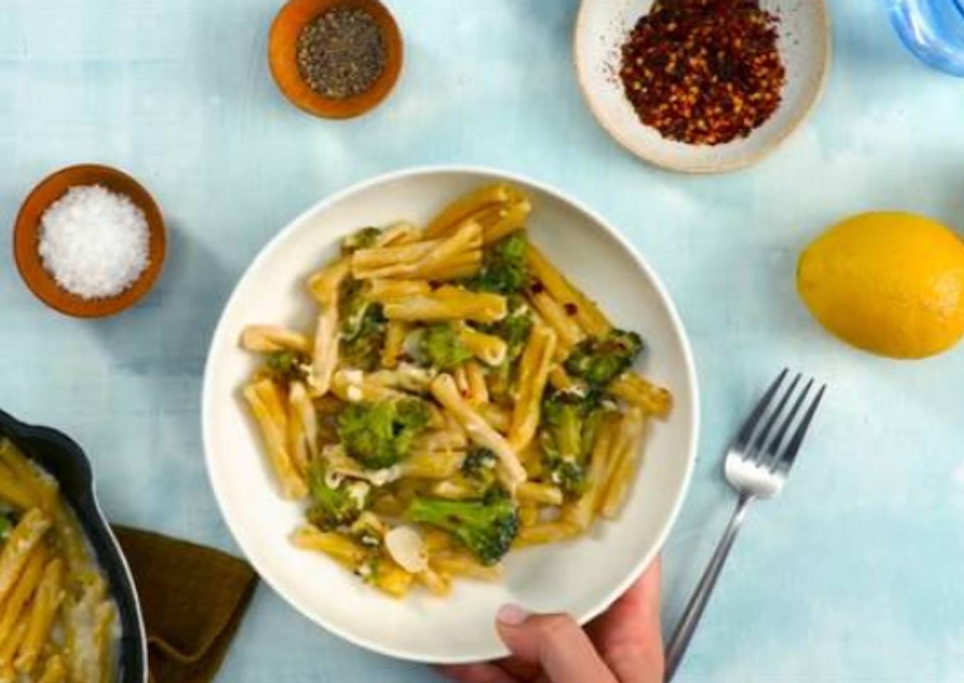 Pasta with Charred Broccoli, Feta, and Lemon