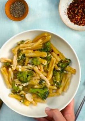 A picture of Pasta with Charred Broccoli, Feta, and Lemon.