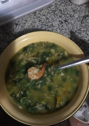 รูปของ โจ๊กข้าวโอ๊ต กุ้ง ฟักทอง และฟักแม้ว