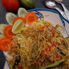 A picture of Parwal pulao (pointed gourd pulao).
