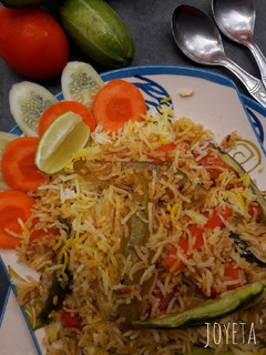 A picture of Parwal pulao (pointed gourd pulao).