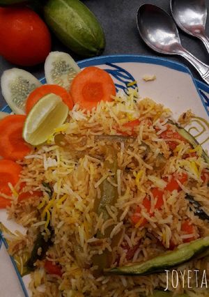 A picture of Parwal pulao (pointed gourd pulao).