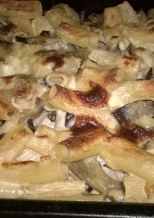 Una foto de Fideos al horno con berenjena