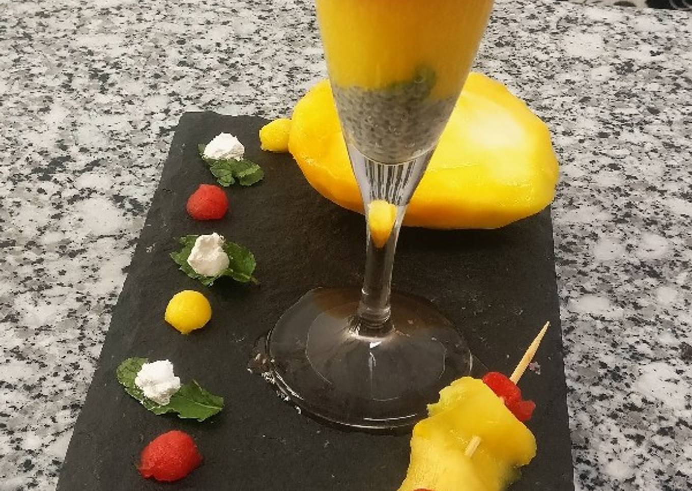 Mango smoothie combine with watermelon pulp