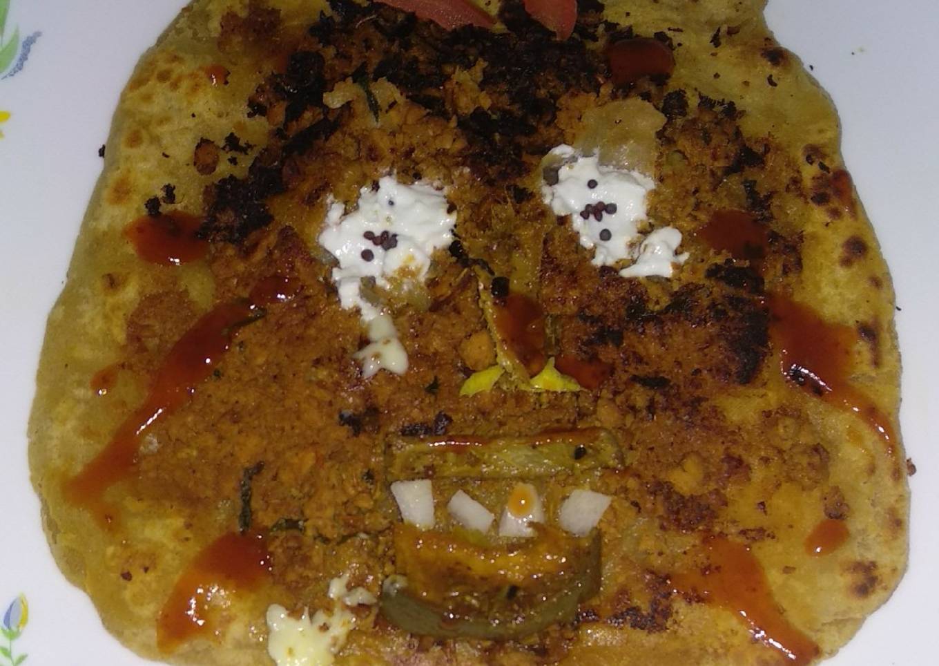 Burnt Face Keema Parantha