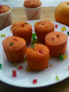 A picture of Orange cup cake.