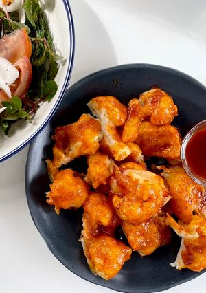 รูปของ ดอกกะหล่ำอบซอสฮอทวิง🌶️🍅🍋Cauliflower Buffalo Wing🌶️🍅