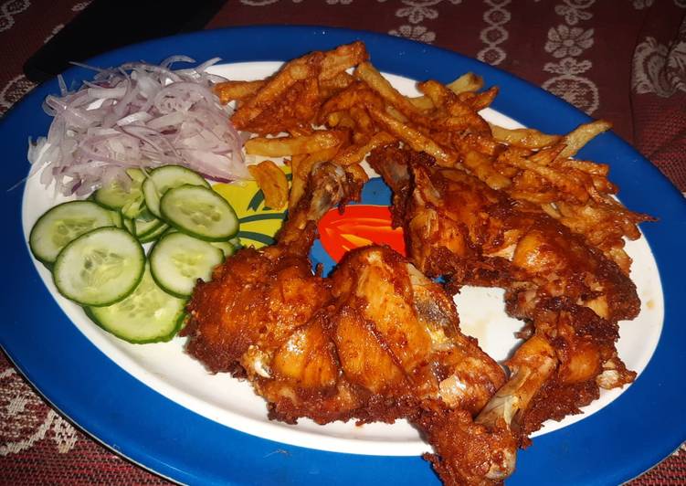 Recipe of Ultimate Spicy tandoori Fried chicken.