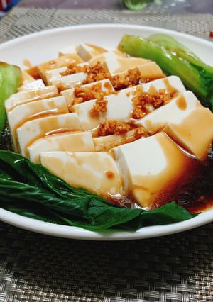Hình của món 5’ Đậu hũ non sốt dầu hảo với cải.