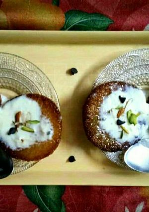 A picture of Bread malpua with instant rabri.