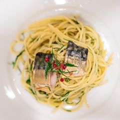 A picture of Mackerel and dill pasta.