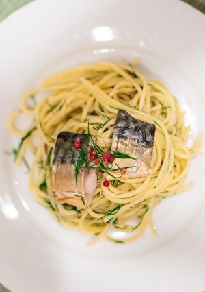 A picture of Mackerel and dill pasta.
