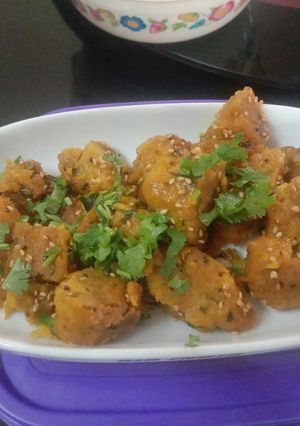 A picture of Wheat atta rice and louky muthiya.