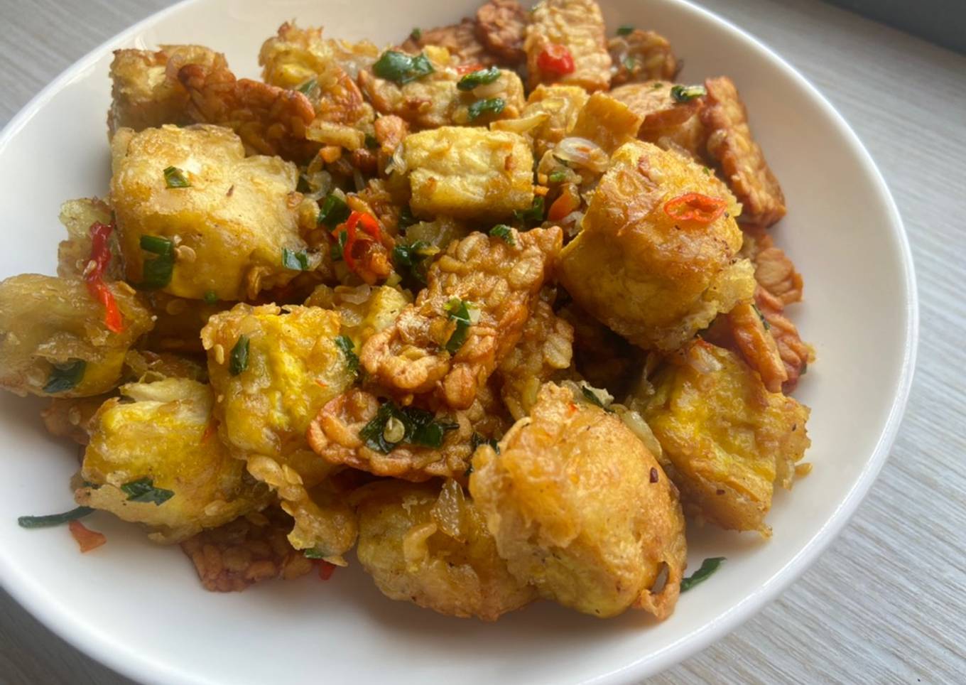 Tahu tepung + tempe cabe garam