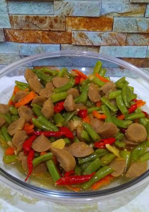 Foto resep Oseng buncis bakso bumbu minimalis