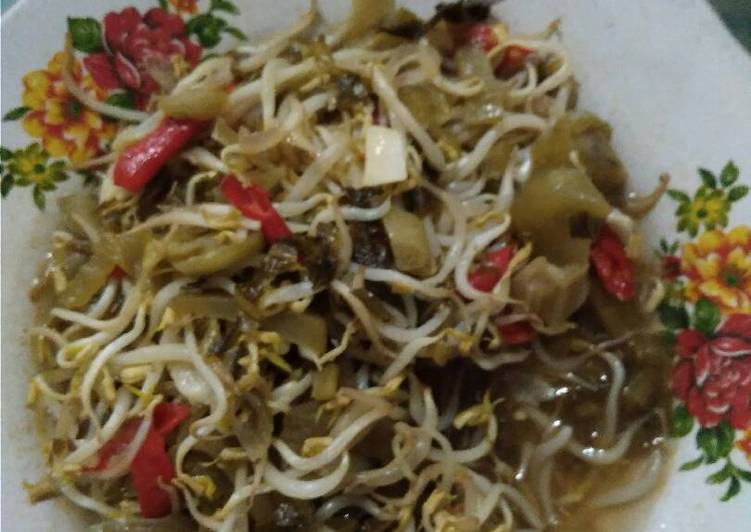 Cara Gampang Membuat Tumis tauge sayur asin Anti Gagal