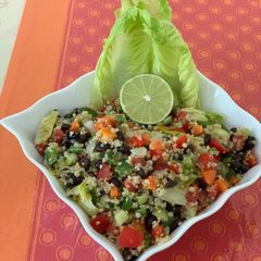 A picture of Black Bean & Quinoa Salad With Rainbow 🌈 Color Veggies.