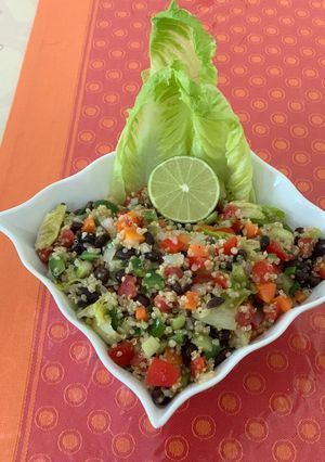 A picture of Black Bean & Quinoa Salad With Rainbow 🌈 Color Veggies.