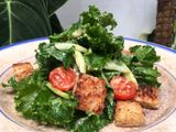 Lettuce Tomato Cucumber Salad with Croutons