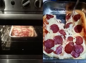 Una foto de Pizza española de 2 quesos