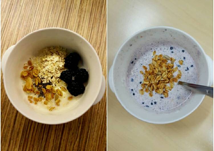 Langkah membuat Blackberry overnight oat sedap