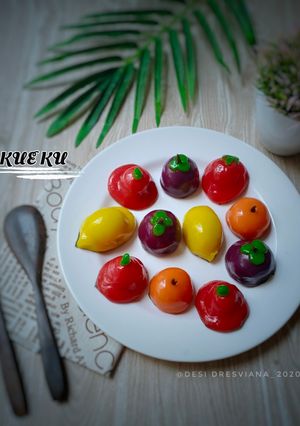 Foto resep Kue Ku Bentuk Buah(isi kacang merah)