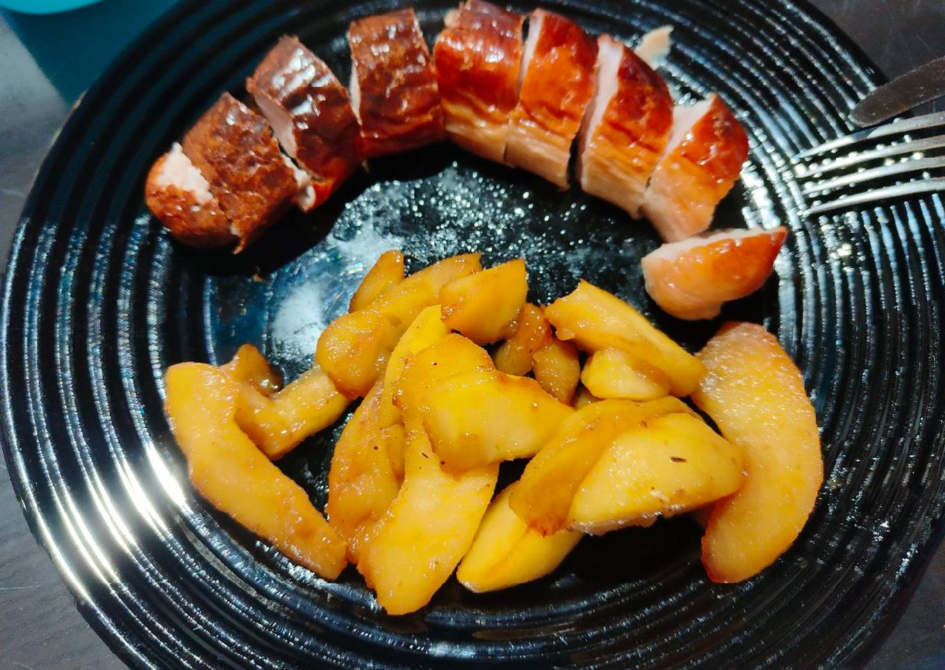 Boudins blancs aux pommes caramélisées