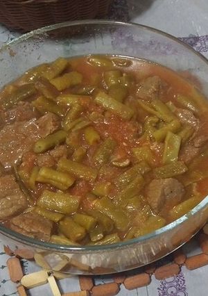 صورة لوصفة فاصوليا خضراء مع لحمة عصفور