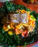 Puree bí đỏ trộn nui nơ - rắc hạt gai dầu