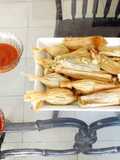 Tamalitos de piñon y (caviar mexicano) los escamoles
