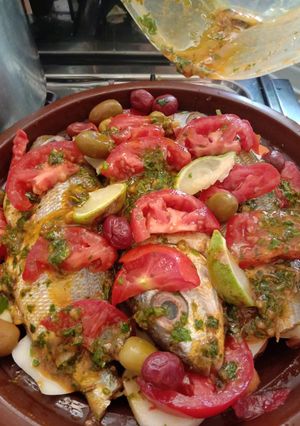 صورة لوصفة طاجين السمك بالخضر لذييذ