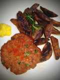 Hamburger di chianina con patate viola in friggitrice