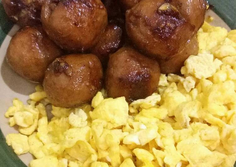 Resep Bakso Bakar Teflon &amp; Scramble Egg, Menggugah Selera