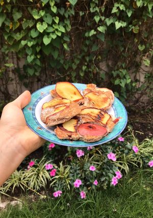 Una foto de Pancakes de manzana invertida 🍎