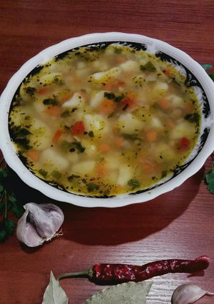 Фото Лёгкий супчик с консервированным горошком ☘🍲.