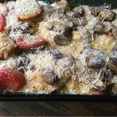 A picture of Chicken lombardy (naked pasta).