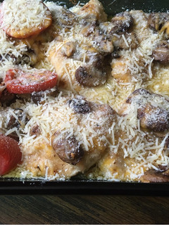 A picture of Chicken lombardy (naked pasta).