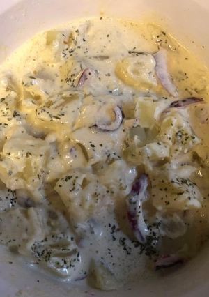 Una foto de Ensalada alemana de papas con cebolla