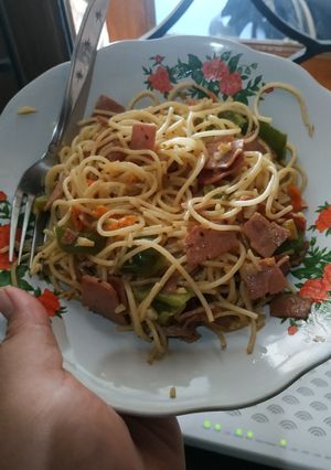 Foto resep Spicy smoked beef spaghetti