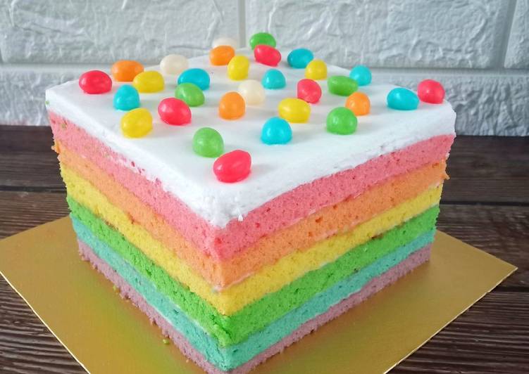 Langkah Mudah Menyiapkan Rainbow Cake Kukus Untuk Pemula