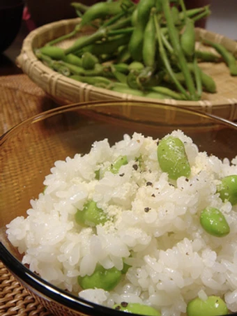 Easy Way Make Recipe Edamame rice with black pepper and parmesan cheese that is Awesome, Appealing}
