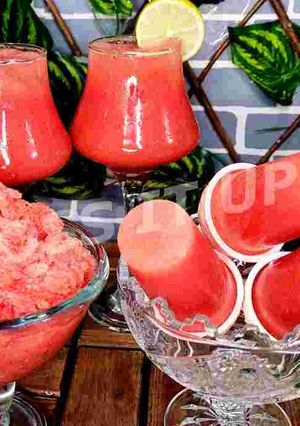 A picture of Non Alcoholic Watermelon Coolers Watermelon Slush Watermelon Ice cream Three Varieties One Recipe.