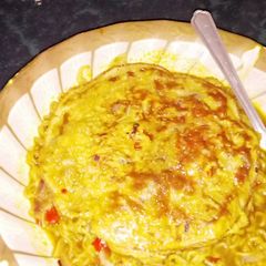Watery indomie with pepperd egg A picture of Watery indomie with pepperd egg.
